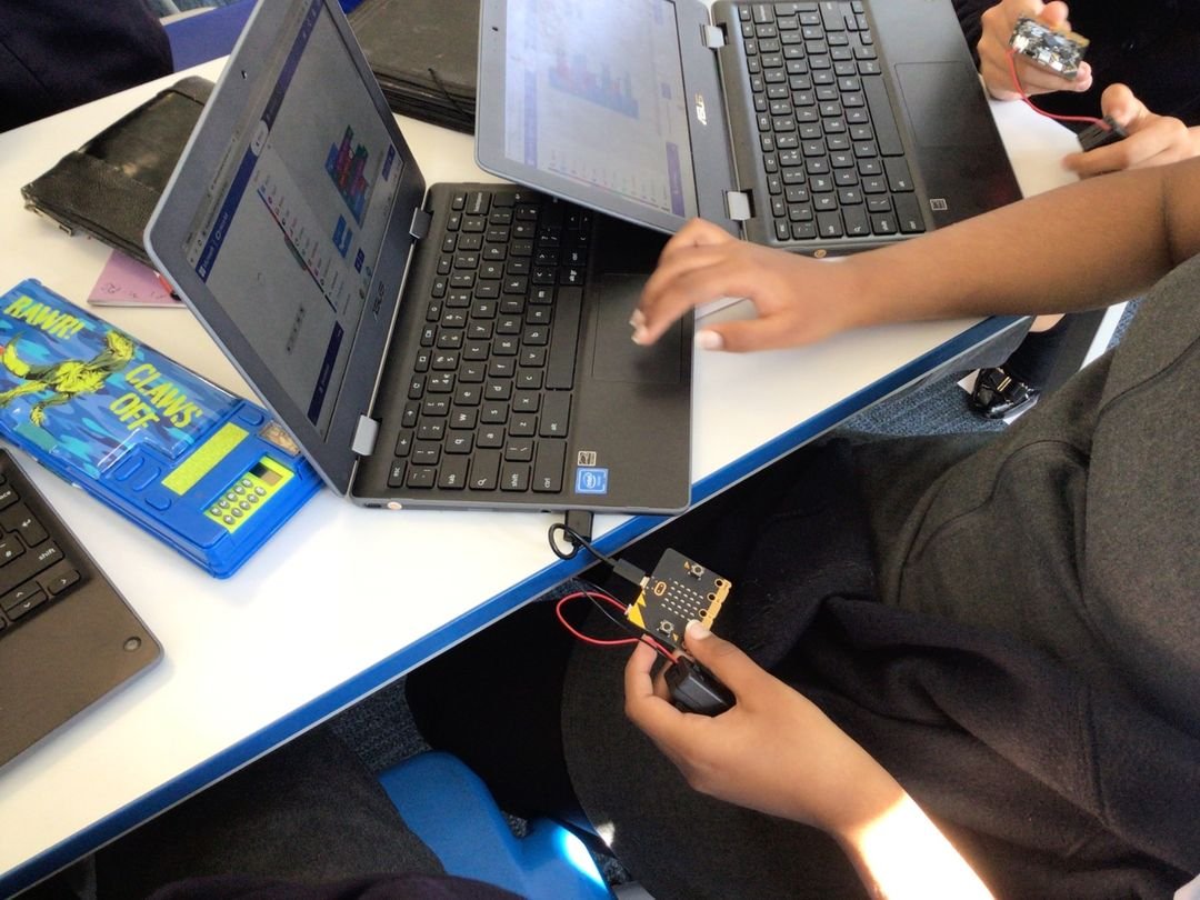 Year 6 children created step counters using @microbit_edu devices. They programmed variables to that the Micro:bit would count their steps. #BelieveAchieveSucceed