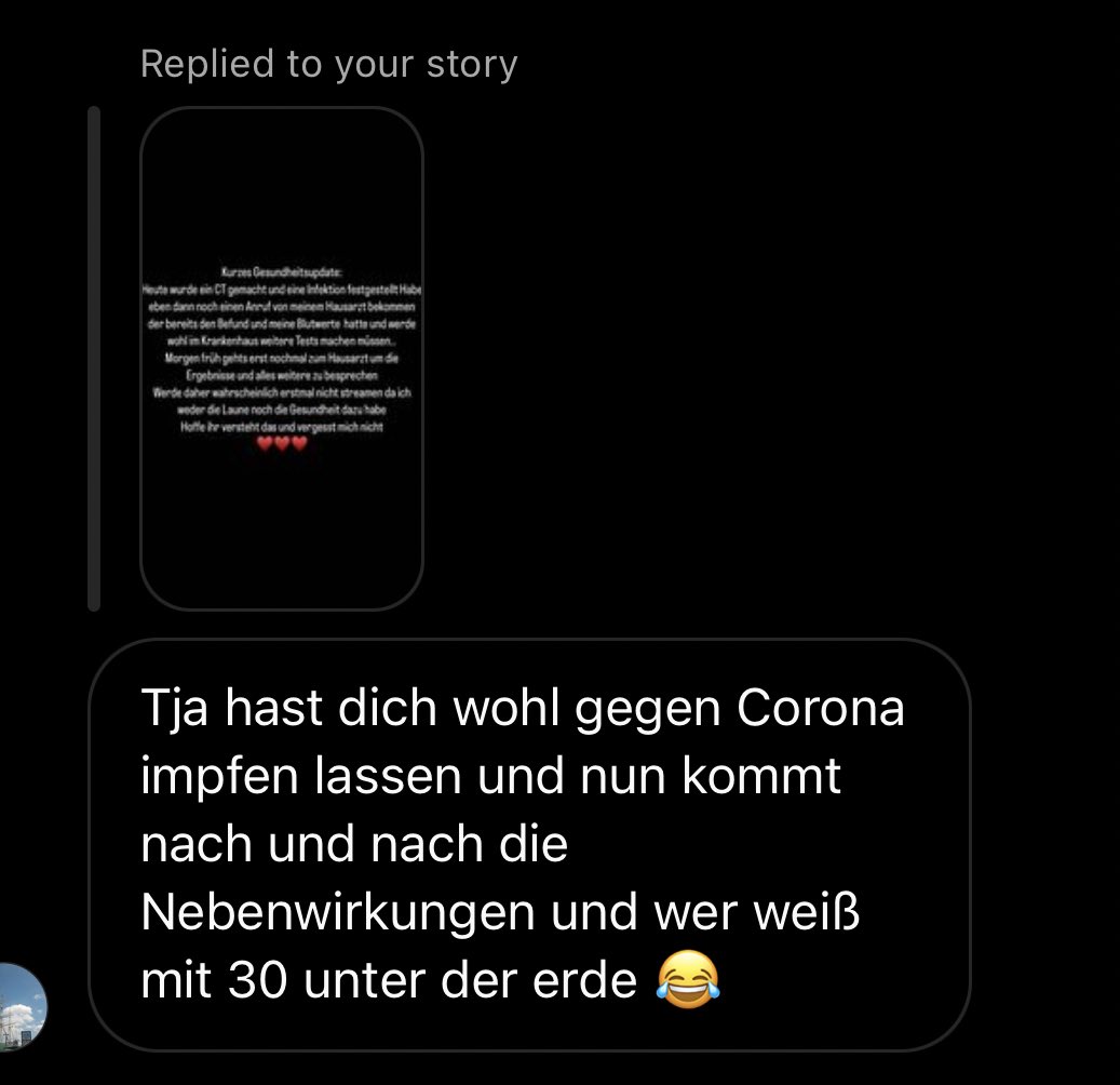 Hab ne Story darüber gemacht dass ich krank bin und so liebe Nachrichten bekommen 🤡