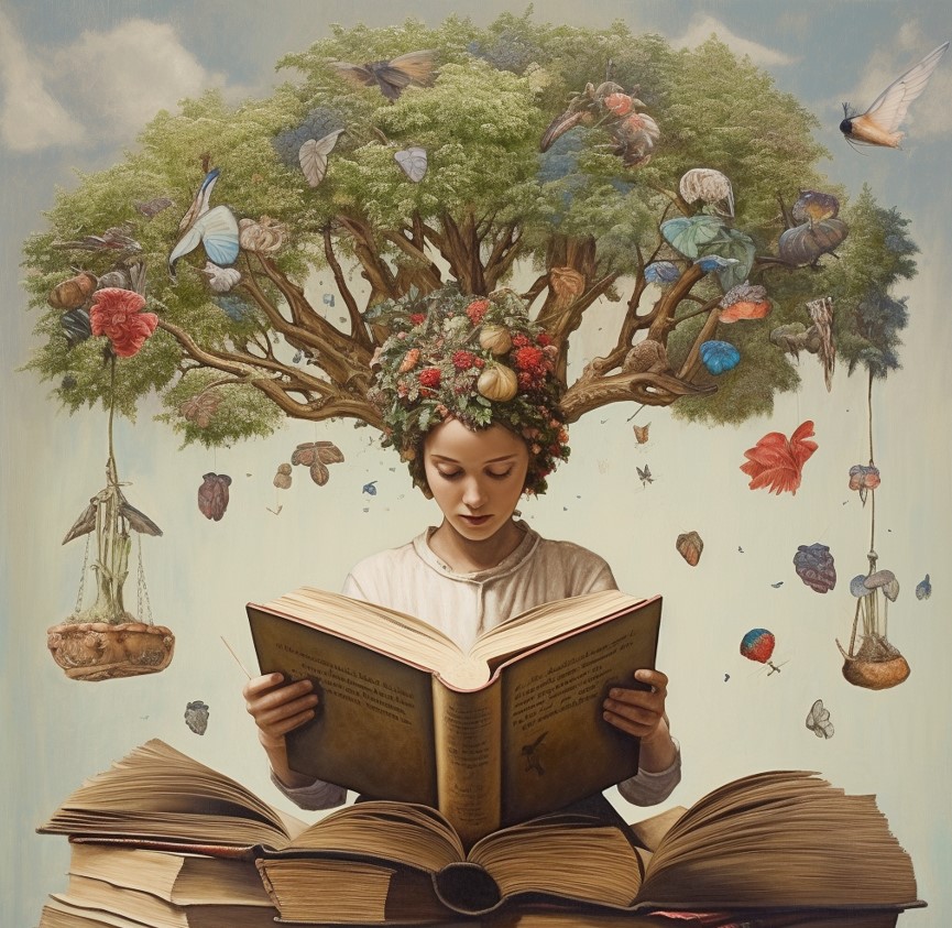 Anne_R_C's tweet photo. Inspiration: Midjourney's interpretation of the 2023 CBCA Book Week theme.
/imagine prompt: Read, Grow, Inspire
#CBCA2023 #ReadGrowInspire #AIart #Midjourney https://t.co/pOcKcNtTND