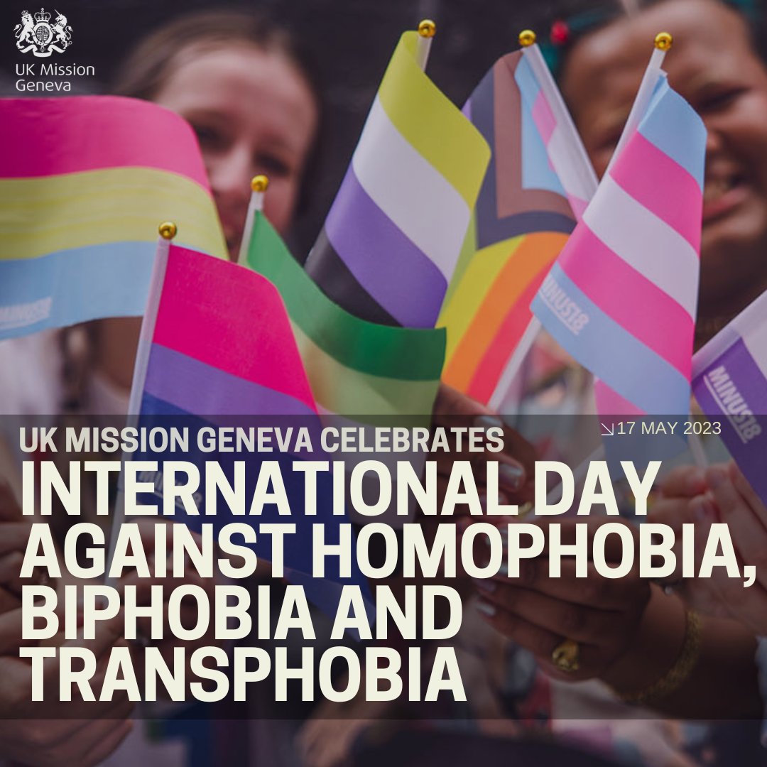 Nobody should face violence or discrimination for being who they are.

Today, on International Day Against Homophobia, Biphobia and Transphobia 🇬🇧 is proud to stand up for equality for all.

#IDAHOBIT2023

#TogetherAlwaysUnitedInDiversity

❤️🧡💛💚💙💜