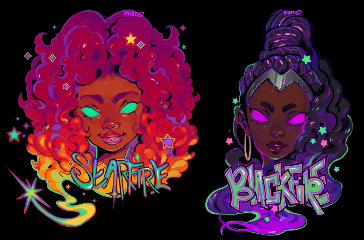 dark skin dark-skinned female 2girls multiple girls artist name black background purple hair  illustration images