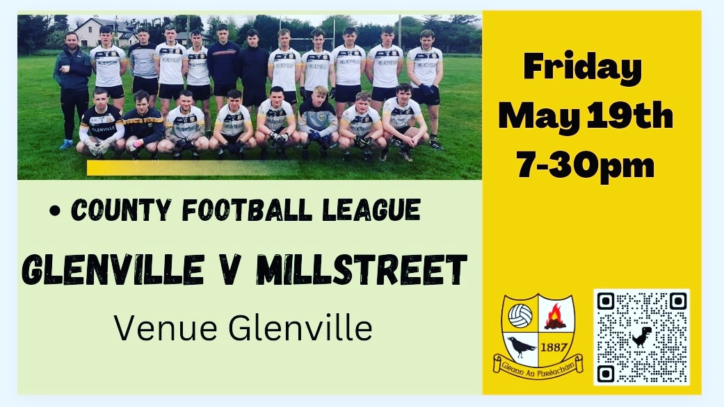 Next Intermediate fixture.
Glenville v Millstreet this Friday at home