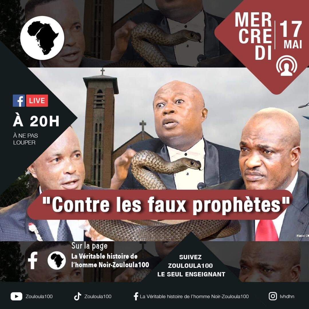 ' C 'est le temps du réveil ! Personne ne pourra se justifier !'

#fblive : “Contre les faux prophètes” ce mercredi 17/05 à 20h sur la page la véritable histoire de l’homme Noir-Zouloula100 is.gd/XEYTVt 

#Zouloula100 #contrelesfauxprophètes 
#lavéritablehistoirede