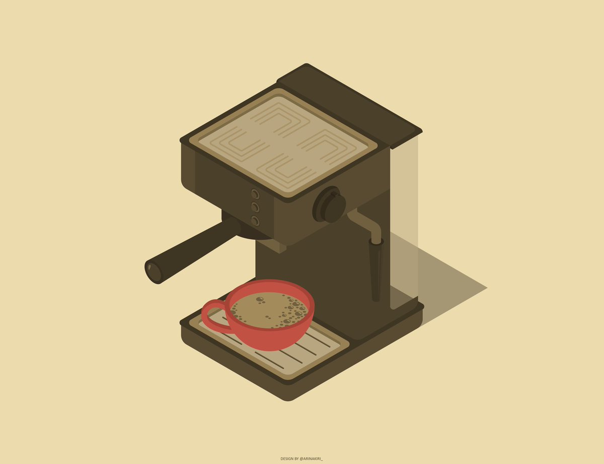 ArinaKiri_'s tweet image. По кофейку? ☕️ И доброе утро ☀️🤎
Я выбрала неспецифичные для меня цвета, чтобы их проработать и познакомиться получше 👌
Поэтому я взяла старую работу 🤎
Завтра выложу видео-процесс работы со цветом 🤎🧡❤️📹
 #isometry #coffeemachine #morning #coffee #vector #illustration #art