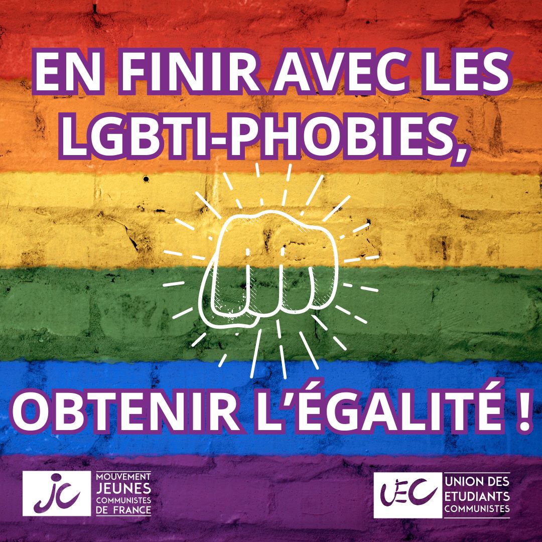 🏳️‍🌈 Selon <a href="/SOShomophobie/">SOS homophobie</a> pour l'année 2022 : 

➕  28% d'agressions physiques contre les personnes LGBTI par rapport à 2021

➡️ Les personnes condammnées pour injure ou haine homophobe doivent être inéligibles ! 

jeunes-communistes.fr/en-finir-avec-…
#17mai #LGBTI #IDAHOBIT2023