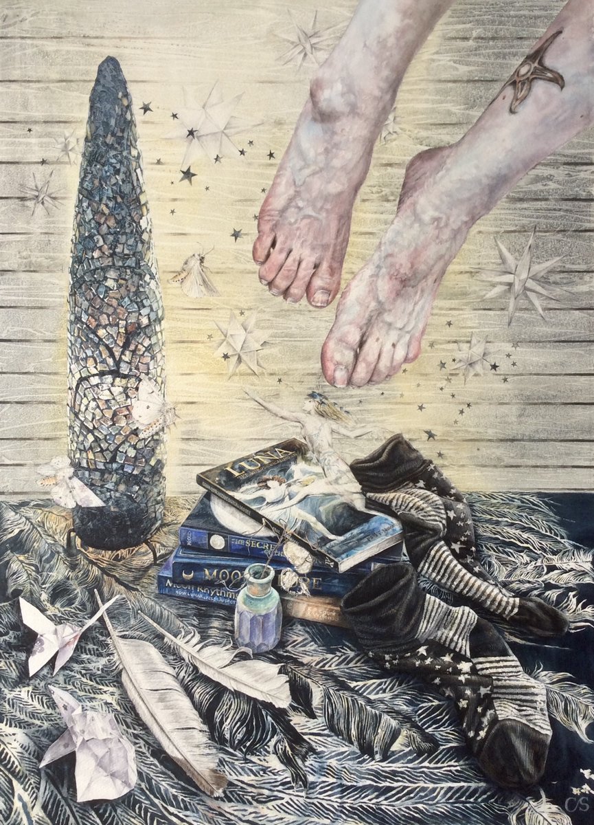 clairesparkes1's tweet photo. 'Lunary' #watercolour 70 x 50cm currently available to view &amp; buy with #buyart @mallgalleries 
Visit https://t.co/rC7RaOmOA8 &amp; go to 'Buy Art' to view the 'Collect Art' #exhibition 
#collectart #watercolour #painting #clairesparkes #lunary #narrativeart #figurativepainting #art https://t.co/Y8WSGDE9co