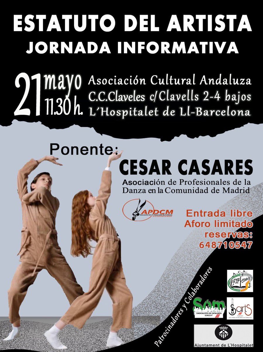 #Estatutodelartista twitead
Avanzamos pero queda mucho por resolver NO ESTÁ TODO HECHO!
Necesitamos la presencia de todo el sector para plantear dudas y necesidades de los artistas.
Os esperamos! Entrada libre
Por favor, confirmad vuestra asistencia al número de móvil 648710547