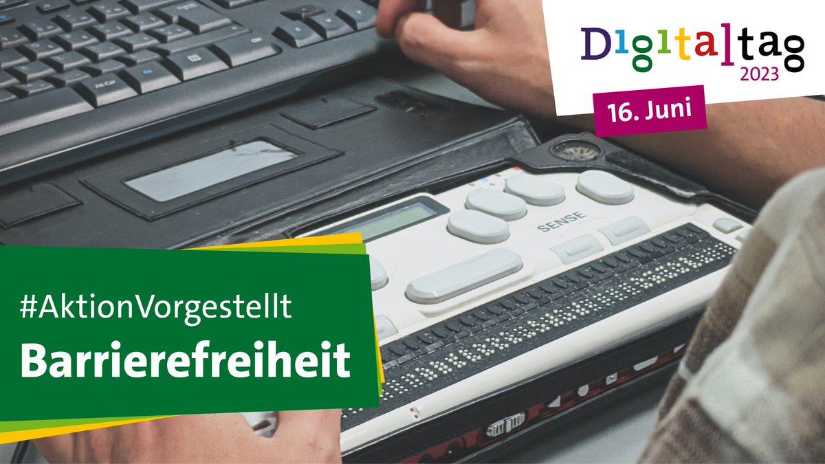 DigitaltagDE's tweet photo. Morgen ist #TagDerBarrierefreiheit! Anlässlich dazu geht es heute bei #AktionVorgestellt um #digitaleBarrierefreiheit. 👇 Alle Aktionen findet ihr in unserer Übersicht unter https://t.co/PG4IYaPAif #Digitaltag https://t.co/WJvW8006Ly