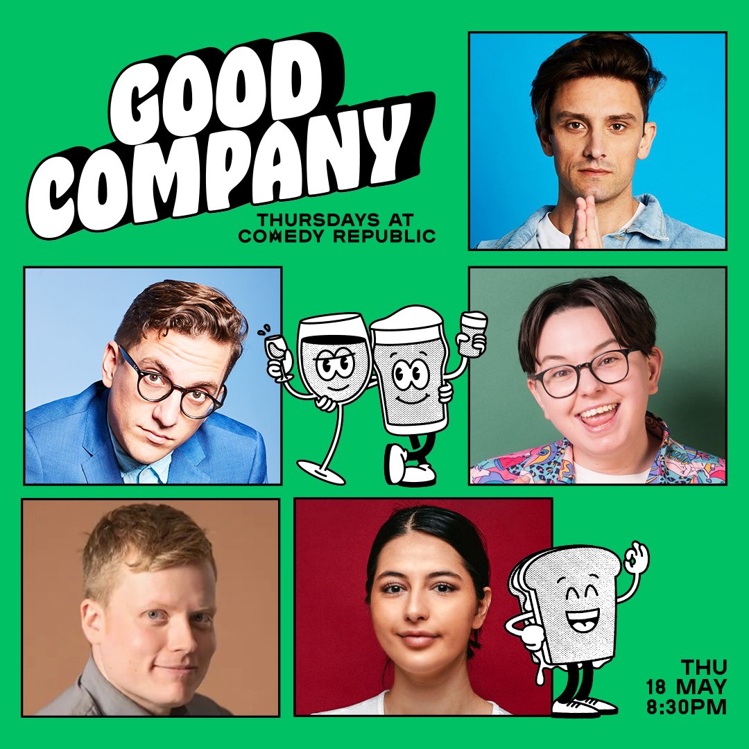 This Thursday! 

<a href="/theprojecttv/">The Project</a>'s <a href="/samtaunton/">sam taunton</a> joins @BenRussells <a href="/maddyytweets/">🚘maddyy45</a> <a href="/AngusGordon9/">Angus Gordon</a> and Charisa Bossinakis for Comedy Republic's Good Company 🤩

Happy hour specials and hot cheese toasties grilling all night long from 5pm 🍻

Get tickets now at comedyrepublic.com.au