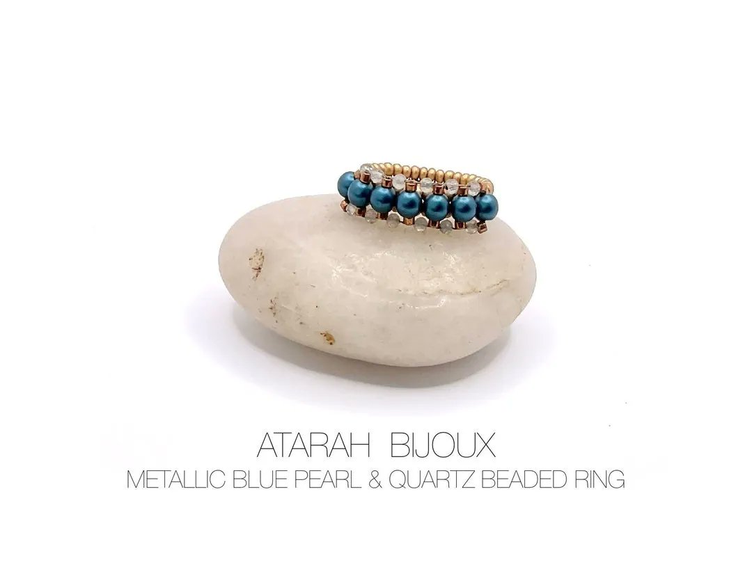 Metallic Blue Pearl & Quartz Fun Bling Ring buff.ly/41M5pPp
#Rings #BeadedJewelry #Accessories #EthnicJewelry #BohoChicJewelry #UkSmallBusiness