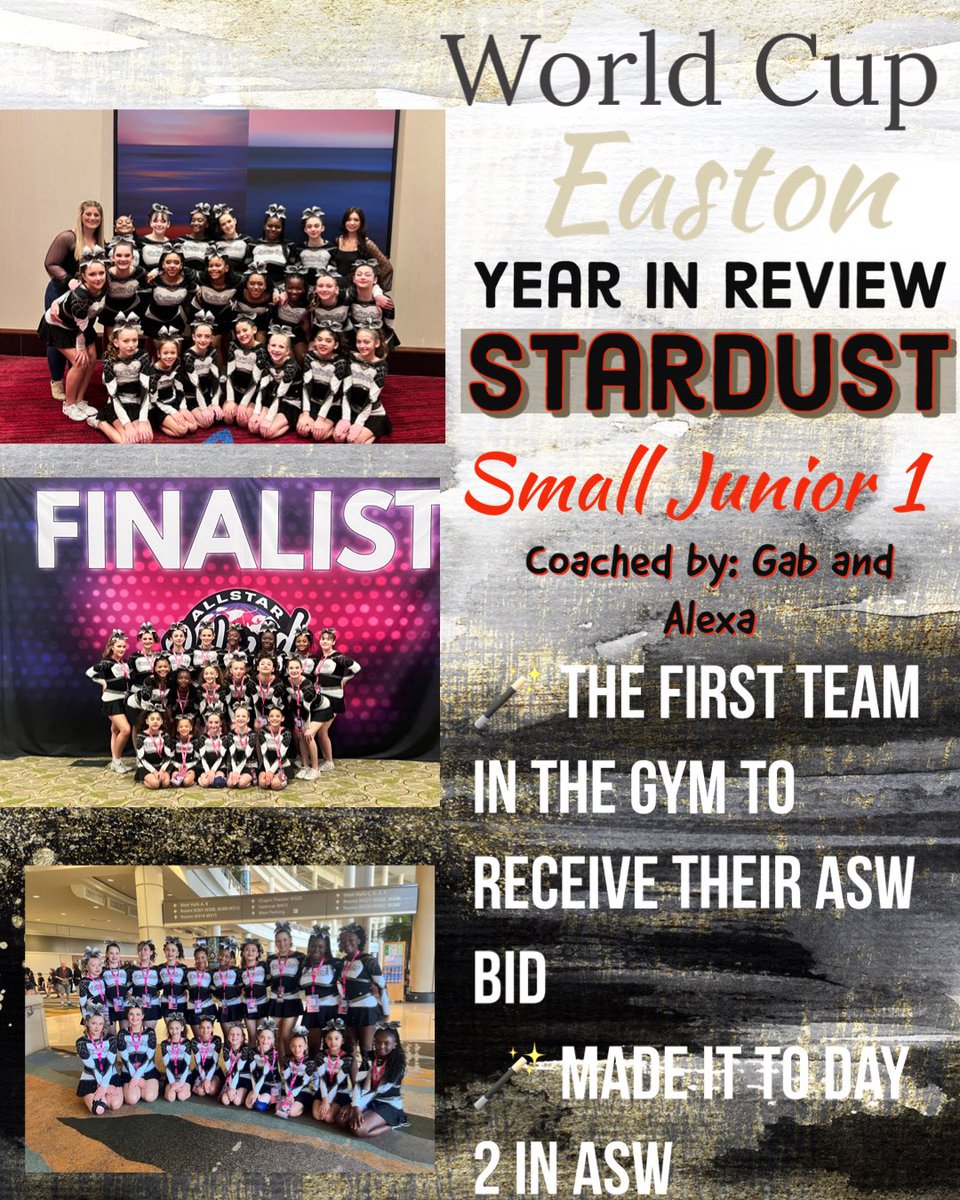 We are going to spend the week highlighting all of our amazing teams from this year! 

First up, STARDUST! We loved watching you all season, especially on day 2 at Allstar Worlds! 

Let’s hear it for these amazing girls! Congratulations on a magical season!! ❤️🪄