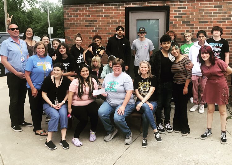 Mrs. Fowler’s CARE class lead the charge and had a fundraiser for our friends at The Humane Society of Stillwater. Today we were able to take a group of students to give them the money that was raised.