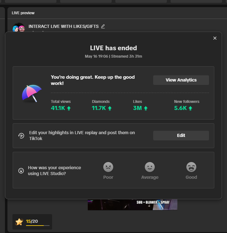 XStarWake's tweet photo. 🎉 Our TikTok live stream was EPIC! 🌟 With 3M likes, 5.6k new followers, and a ton of viewers, we're truly grateful and proud. Here's a screenshot of our amazing stats. Thank you all for the incredible support and making it a memorable experience! 🙏💙 #TikTokLiveStream https://t.co/IS19UHuP8H