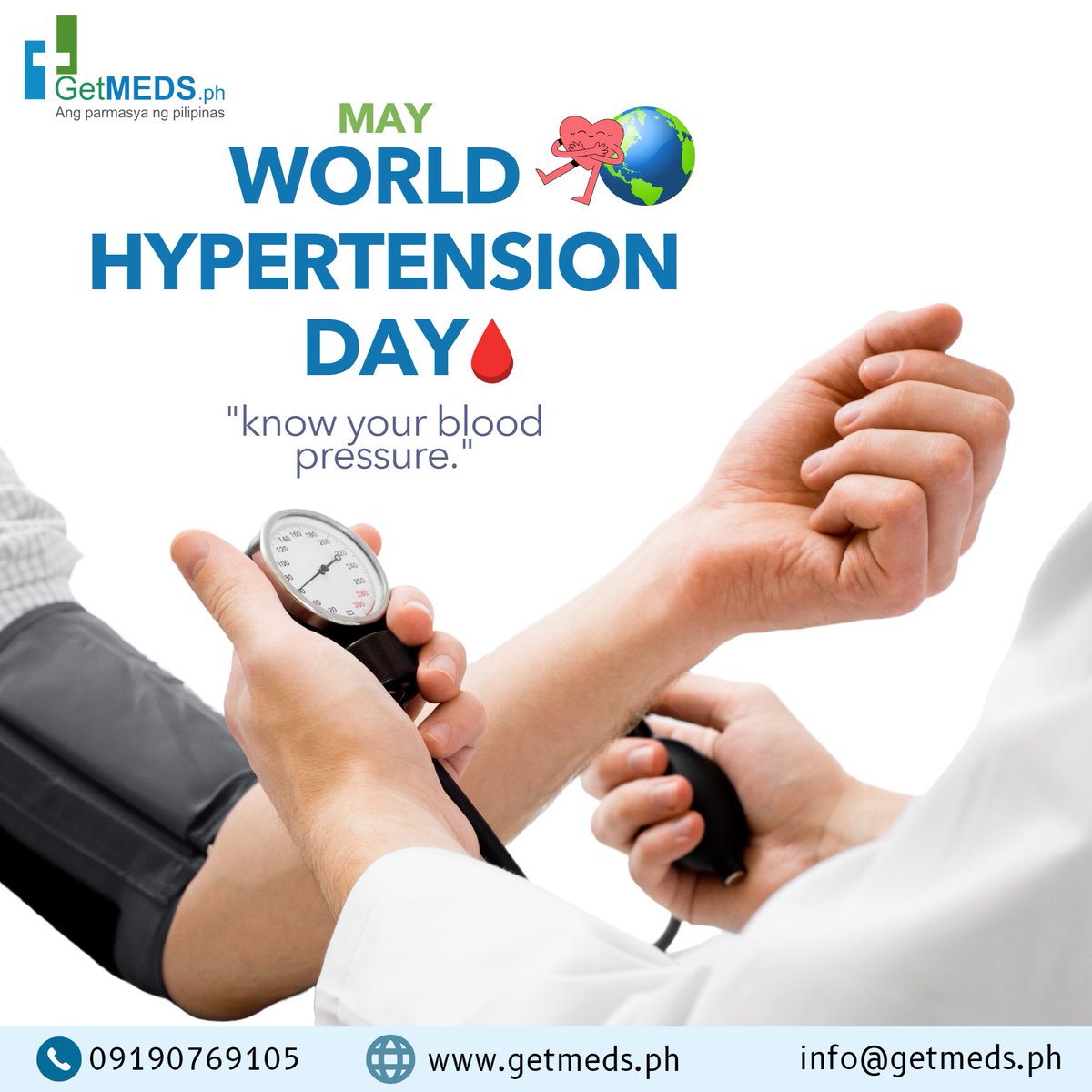 🌍🩺World Hypertension Day 🩺🌍

Monitoring your blood pressure regularly and adopting a healthy lifestyle can make a big difference. Take care of your heart today and every day! 💙

#WorldHypertensionDay #HeartHealthAwareness #getmeds