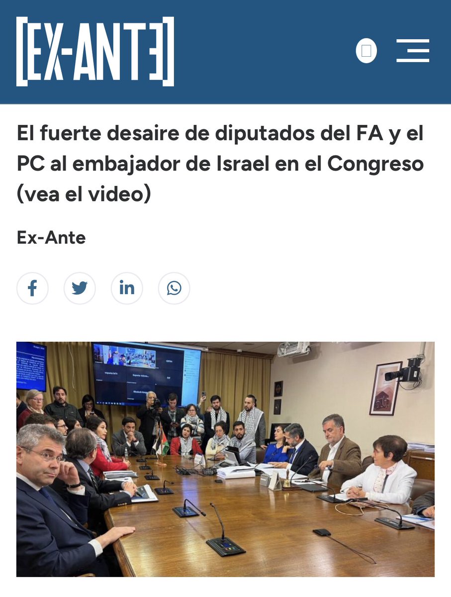 “Impresentable actitud, burda e infantil de parlamentarios de izquierda al embajador <a href="/Gil_Artzyeli/">Gil Artzyeli 🇮🇱-🇨🇴🇪🇦🇲🇽🇺🇲🇵🇦🇨🇱-🇮🇱</a>. Con ese nivel de diplomacia y educación imposible no sentir vergüenza ajena. Ofrecemos nuestras sinceras disculpas al embajador y pueblo de Israel”. (<a href="/rcaramori/">Rodrigo Caramori</a> Pte. Sentido Común)