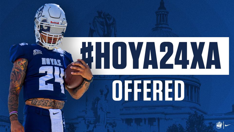 Blessed and honored to receive an offer from @HoyasFB #DEFENDTHEDISTRICT #4For40 @CoachEachus @CoachPartin @ColschenDavid @extrastout72 @twhfootball