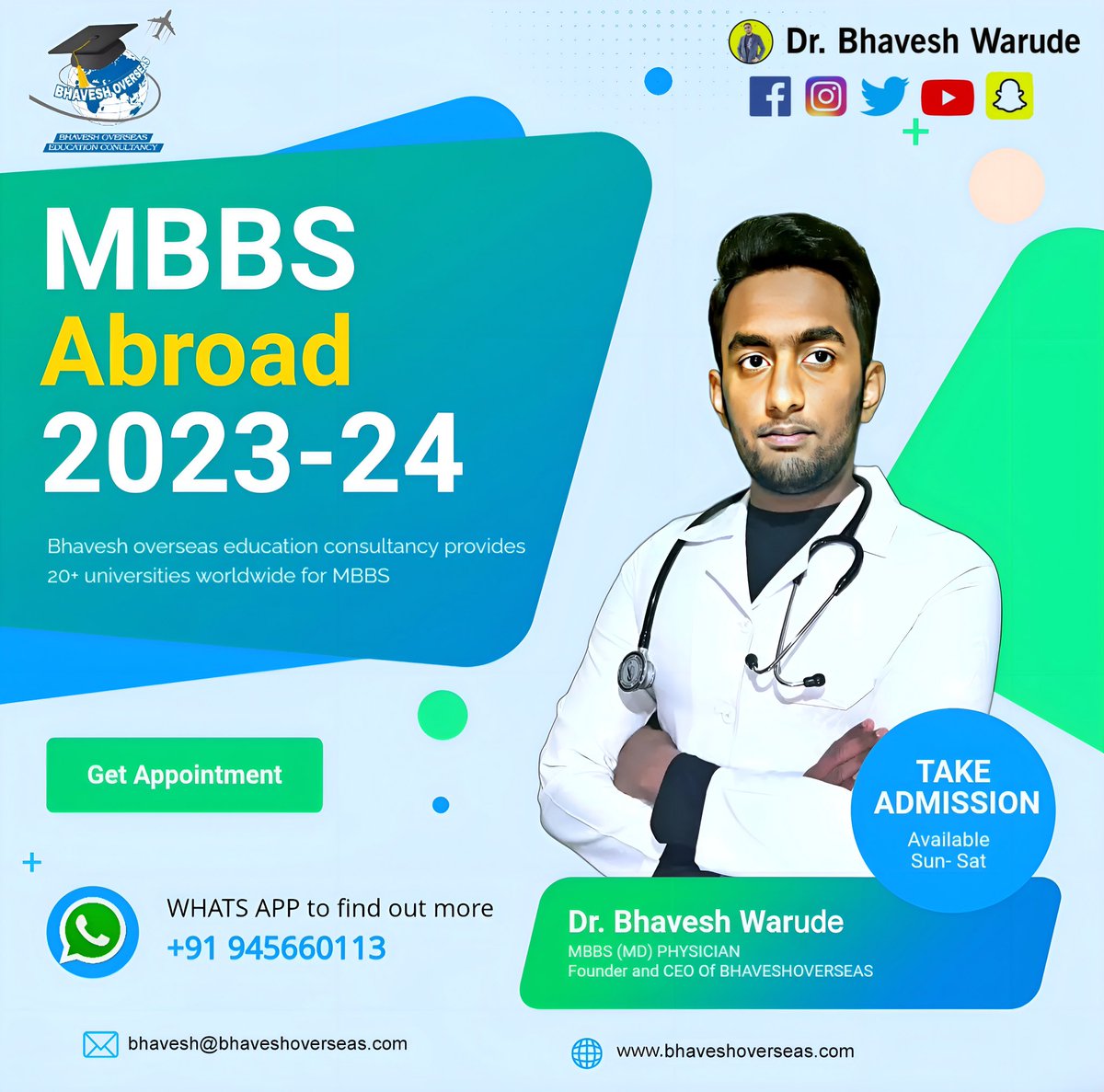 MBBS ABROAD ADMISSIONS HAVE ALREADY STARTED CONTACT FOR MORE INFORMATION PACKAGES FROM 15 to 25 Lakhs

#mbbs #abroadmbbs #educationconsultancy #bhaveshoverseas #russia #kyrgyzstan #russia #russiambbs #germany #america #americambbs #india #uzbekistan #mbbsuzbekistan #kazakhstan