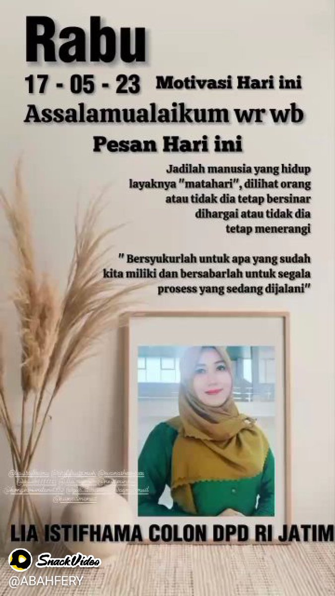 FeryFrais's tweet photo. Wow, di sini ada video yang sangat menarik!
Lia Istifhama calon DPD RI JAWA TIMUR Nomer 14 
https://t.co/GdPrbwJ5u2 https://t.co/Wl3AlN3ino