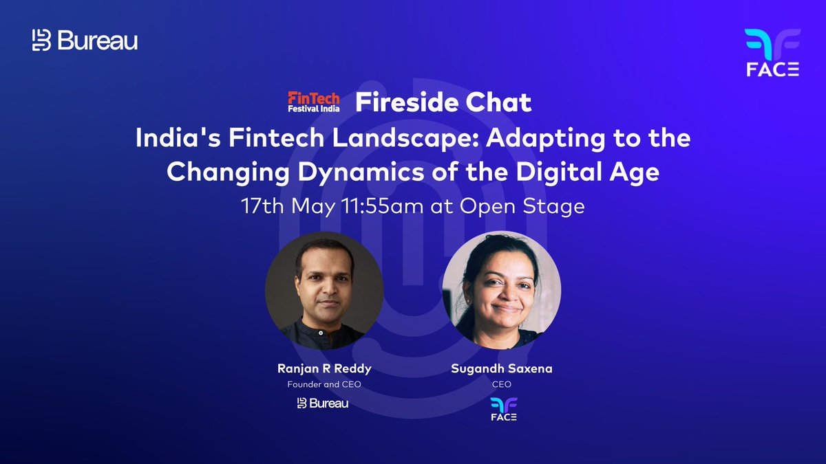 Today’s the day ! 

If you’re at the #FintechFestivalIndia - come over to watch @ranjanready converse with Sugandh ( CEO of FACE) 

Knowing Ranjan and Sugandh, it’ll be a very insight-dense hour or so with key takeaways for founders, operators, and investors in the space.