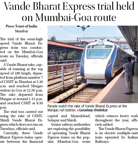 Goa may get its first Vande Bharat soon. Fast trains will give short haul flights a serious run for their money. 
#Goa  <a href="/RailMinIndia/">Ministry of Railways</a> <a href="/KonkanRailway/">Konkan Railway</a>