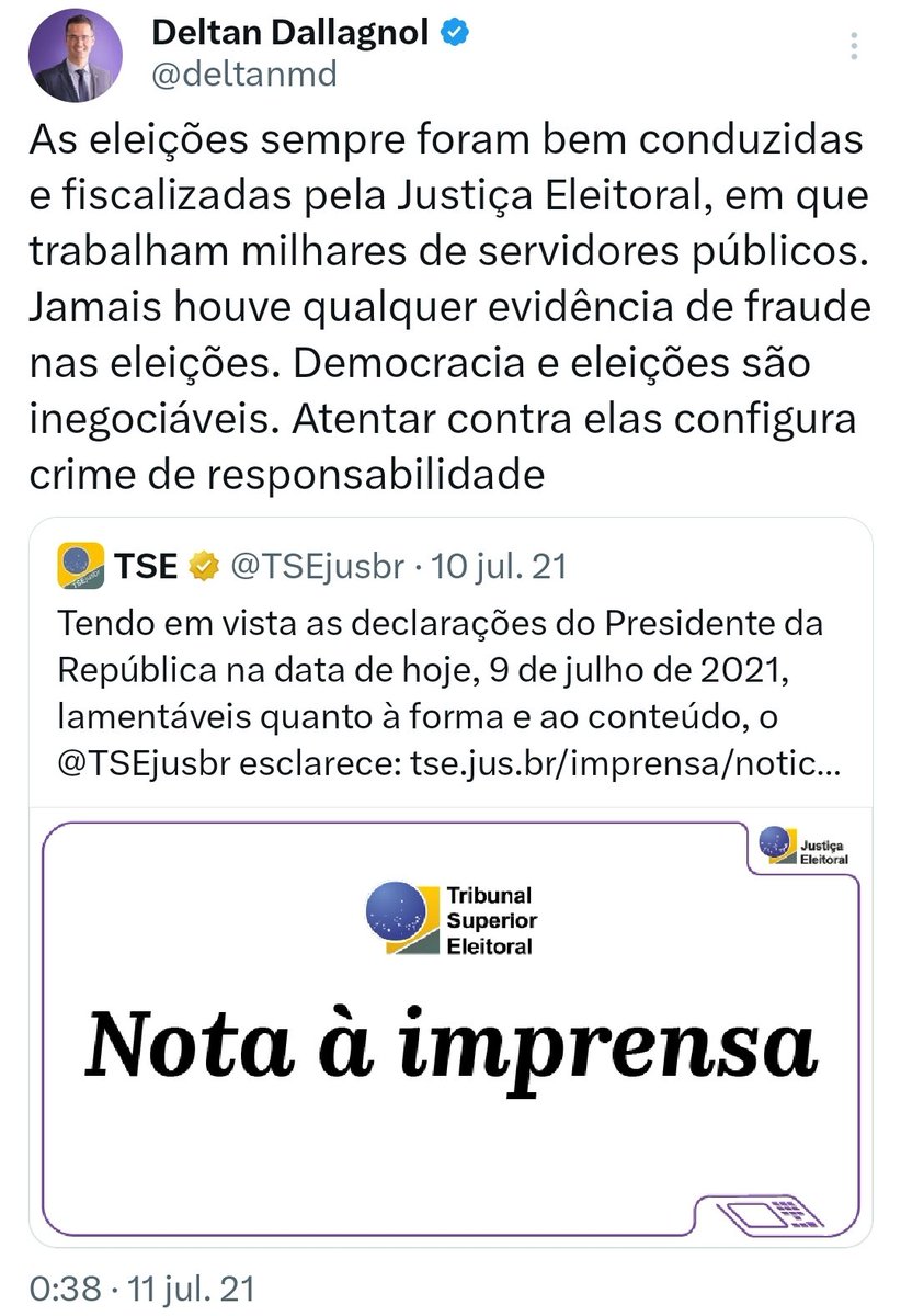 kimpaim's tweet image. Quem tem memória e lembra de quando Deltinha falou isso aqui de Bolsonaro?

Olha o final "crime de responsabilidade"...