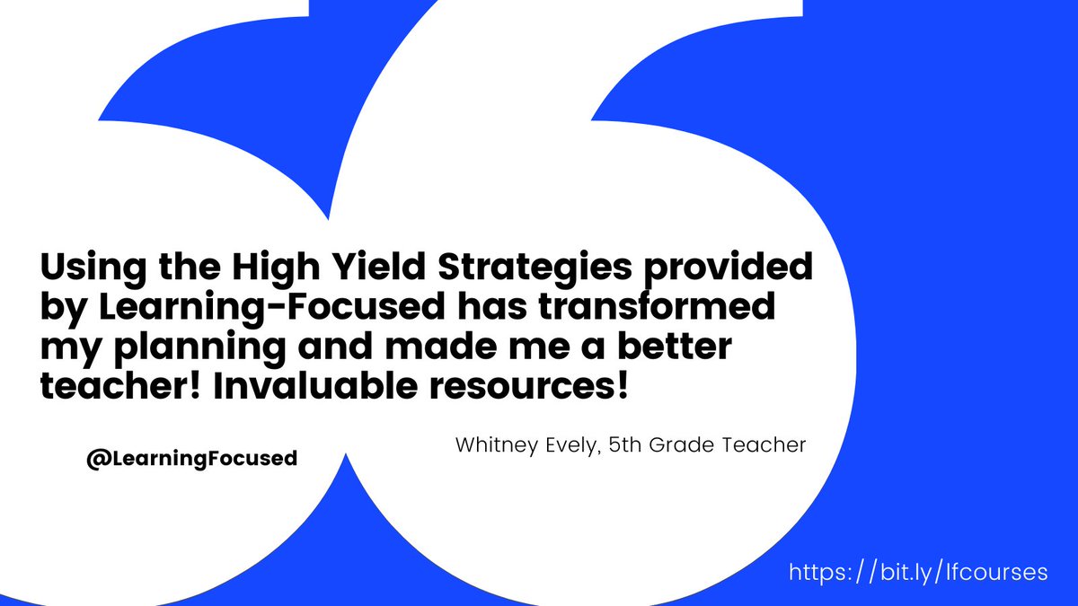 LearningFocused's tweet photo. Our online courses take educators through a cycle of Continuous Improvement, where we establish purposeful learning outcomes and demonstrate intentional planning, different applications, examples, and access to an LF Coach.
Check out our courses- https://t.co/xuwtWnRYjg
#edhcat https://t.co/39wcFTLm04