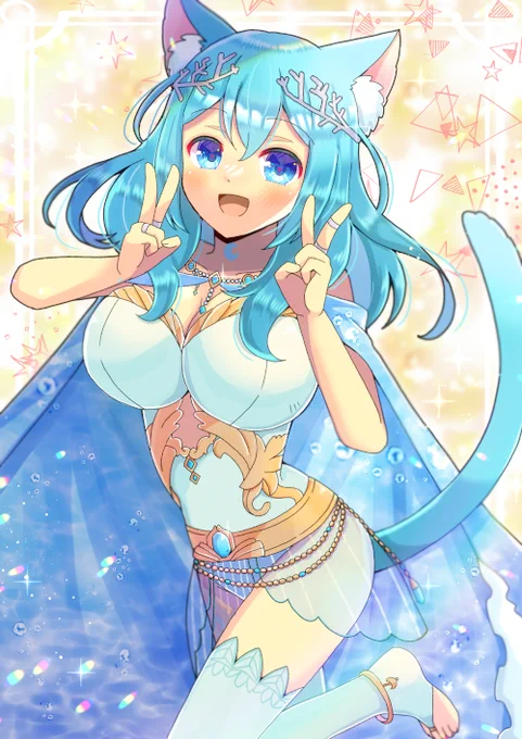 依頼者さんのVtuberを描かせて頂きました!リクエスト有難うございます I drew this Vtuber for the client! Thank you for your request   #kemomimi