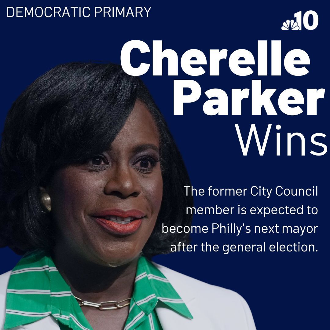 #BREAKING Cherelle Parker, a former city councilmember and state representative, has won the 2023 Democratic primary in the Philadelphia mayoral race and will be the party's nominee in the November general election, the Associated Press projects. on.nbc10.com/zdZEG0H
