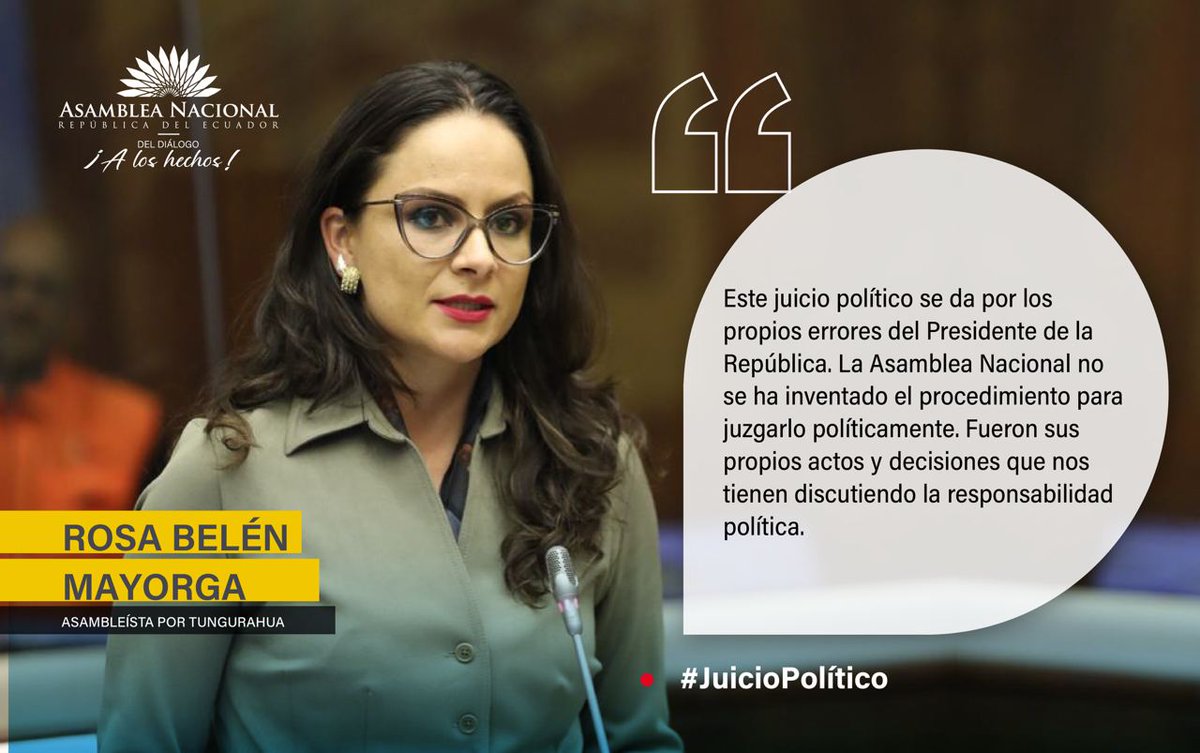 #PlenoLegislativo872 | @RosaBelnMayorg1 en el debate del #JuicioPolítico en contra del Presidente @LassoGuillermo, por la infracción constitucional de peculado prevista en el numeral 2 del artículo 129 de la Constitución.