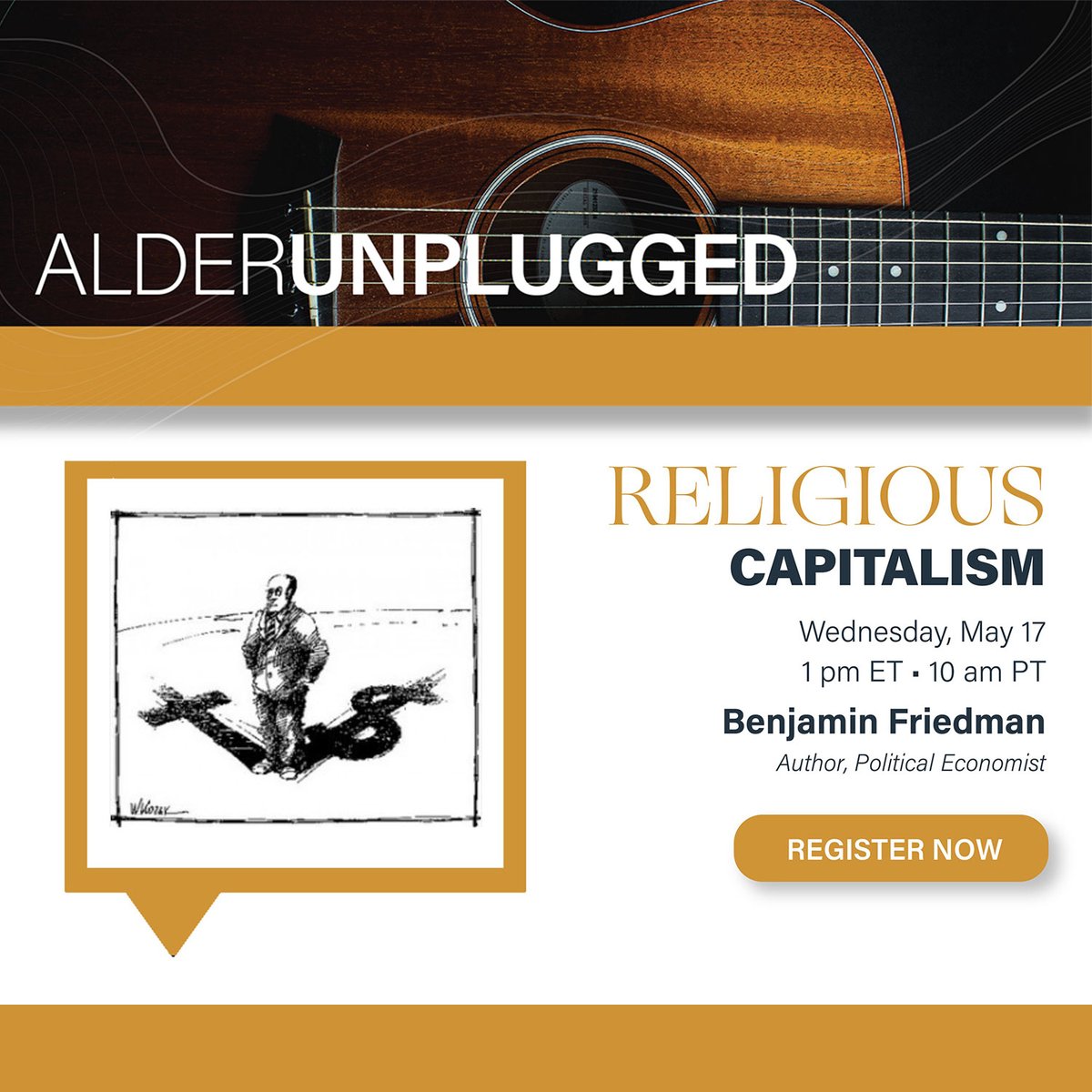 ALDER UNPLUGGED with Benjamin Friedman on Wednesday, May 17th (10am PT / 1pm ET) - Members only event - register at alder.co/experiences/ev….