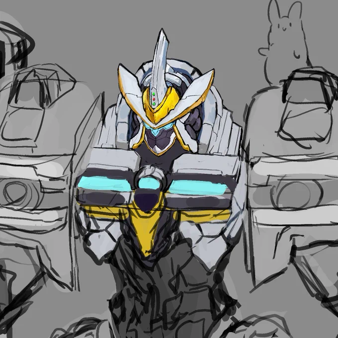 WIP アーゼウス進捗 メカとかロボ系あんまり描かないのでいい練習になってる