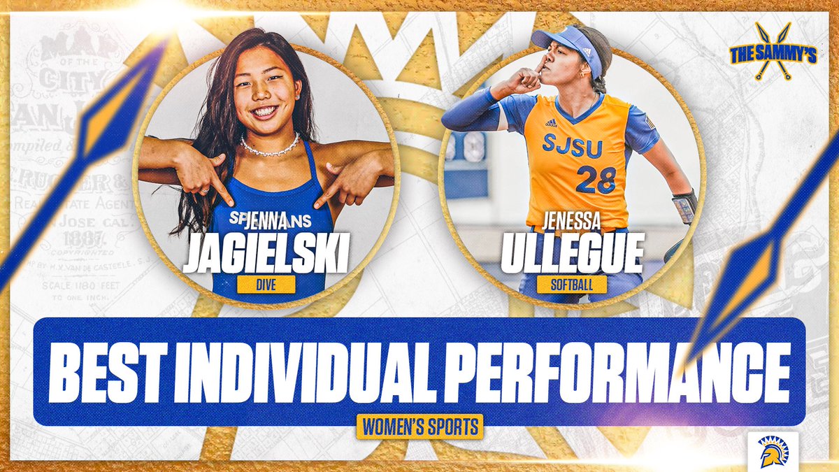 SJSUAthletics's tweet photo. 🏆 BEST INDIVIDUAL PERFORMANCE (Women's Sports) 🏆

⭐️ Jenna Jagielski, @SJSUSwim 
⭐️ Jenessa Ullegue, @SanJoseStateSB 

#2023Sammys | #AllSpartans https://t.co/PpR5enHdif