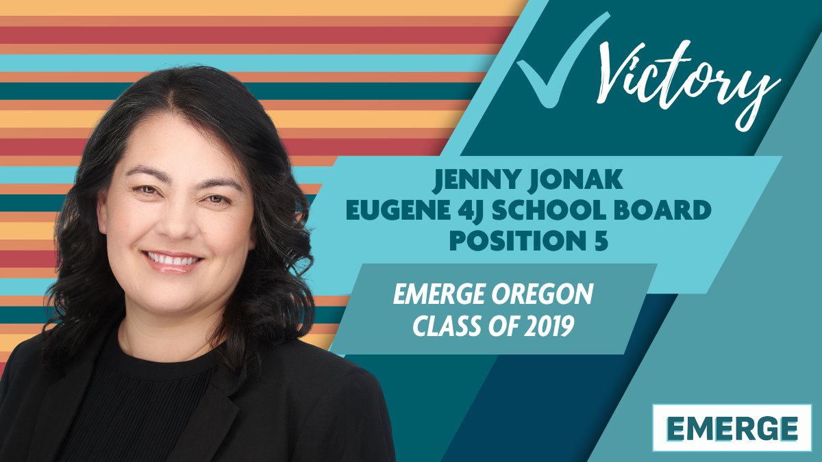 ✅Jenny Jonak (2019) won the race for Eugene 4J School Board Pos. 5. Congrats, Jenny!