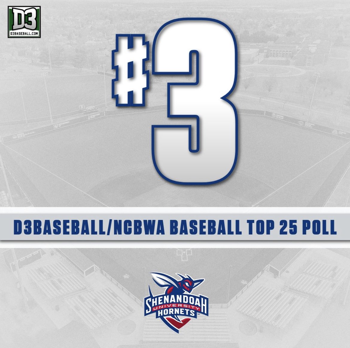 D3Baseball/NCBWA Baseball Top 25 Poll Week 12.

#DiamondHornets

<a href="/SUHornets/">Shenandoah Hornets</a> <a href="/ShenandoahU/">Shenandoah University</a> <a href="/d3baseball/">D3baseball</a>