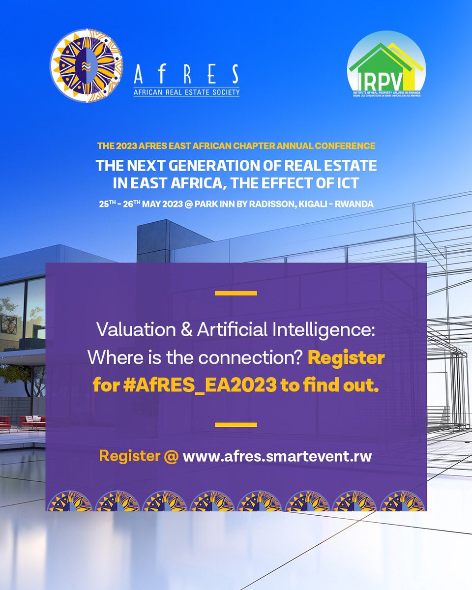 ArmandKwitonda's tweet photo. AI is the way to go as opposed to technological awareness in the real estate sector. Artificial intelligence is the future to a fast and accurate way of knowing the worth/value of your property. Register today to attend the AFRES EA Chapter Conference to learn more.#realestate https://t.co/wu8mkliZkM