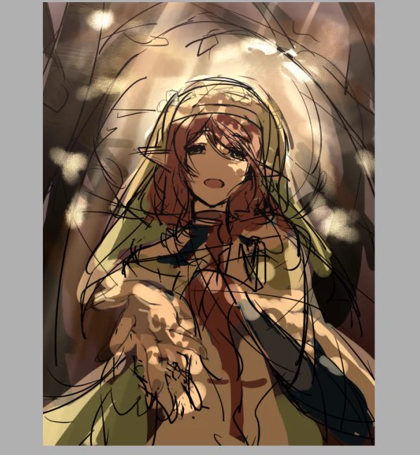 #このタグを見た人はラフ画とその完成絵を見せる  自分にしか理解できないラフ画です(草