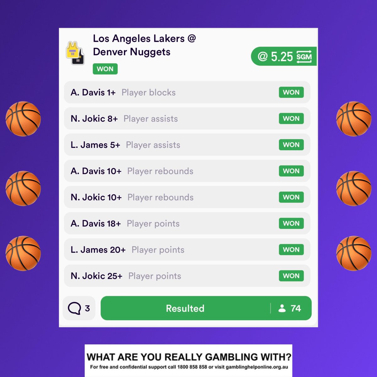 thecastpatrol's tweet photo. BANGGGG! ✅✅✅✅✅✅✅✅
74 HAPPY FOLLOWERS 🎉
Free NBA Playoffs Tips: https://t.co/KEZipTHu7b 💰
#backcastwinfast #winnerwinner #NBA #NBAPlayoffs #NBAPlayoffs2023 #lakers #lebronshow #lebron #jokic #nuggets #DenverNuggets https://t.co/307AoLq3xH