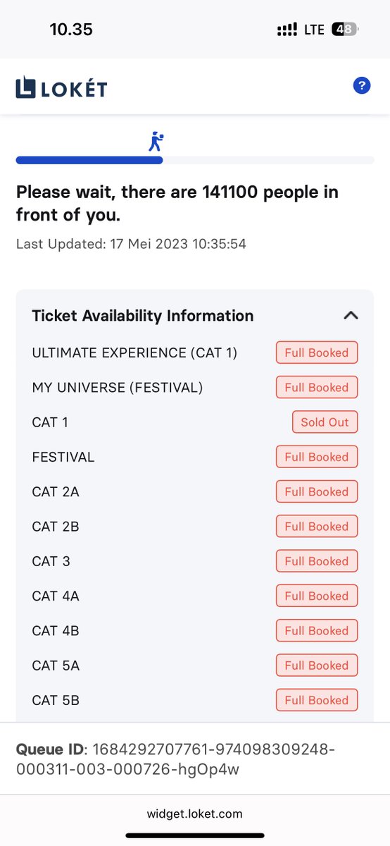 fallthenbloom's tweet photo. 10.34 all section for Coldplay Indonesia  full booked. Walaupun belum dapet tapi apresiasi bgt sm performance website ticketingnya. Lebih dari 500k antrian tapi di dalamnya tetap jalan &amp; gak crash. Aku masih tetap nungguin, semoga aja ada yg cancel jd aku bisa dapet 😭🙏 https://t.co/ZArbufC5KD