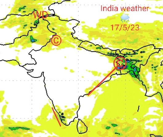 #india weather updates: 17th may 2023....
#rajasthan #punjab #harayan #delhi isolated afternoon dust storm or thundershowers possible...
#WestBengal #odisha isolated rains or thundershowers possible....
#kerala few places thundershowers possible...
In central India heat wave...