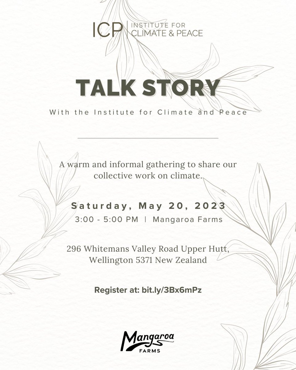 Join us this Sat, May 20th, from 3pm–5pm at @mangaroafarms in Wellington, Aotearoa, NZ! ICP invites you to ‘talk story’ about climate change. Share stories, experiences, and ideas to build community. Let’s connect and work towards climate-resilient futures.

Register in our bio!
