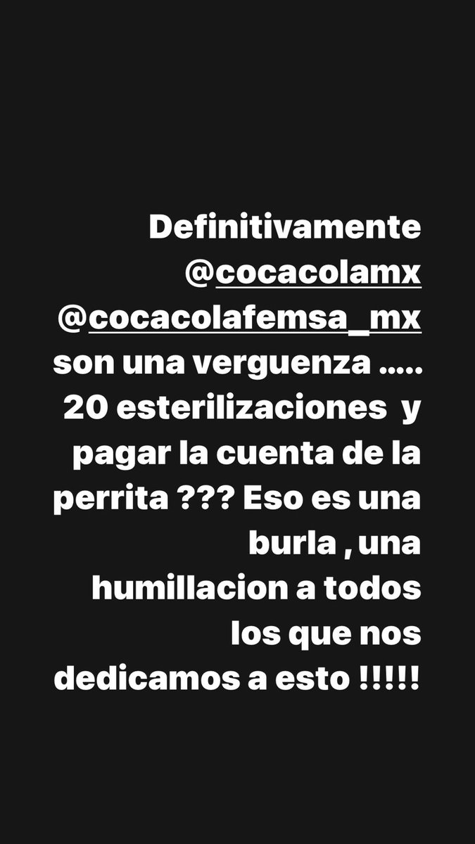 Es que de verdad no puedo creer que el arreglo de @CocaColaMx @FEMSA sea pagar los gastos de la perrita que lamentablemente fallecio y donar 20 cagadas esterilizaciones para los perritos de Nezahualcóyotl!!! De verdad es una burla minimo 200 ayúdenme para que esto suceda 💔🙏😭