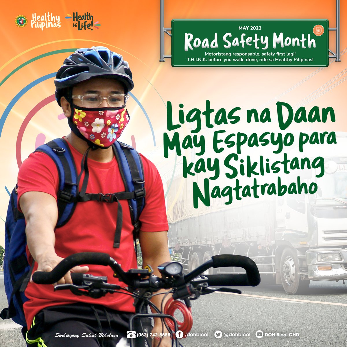 T- Tamang pagtawid
H-Helmet-wearing, seatbelt at iba pang protective gear
I-Isipin at sundin ang traffic rules
N-NO to drunk-driving and substance use
K-Kaisa ang mga lider ng komunidad sa pagtaguyod ng ligtas na kalsada
#THINKBeforeYouWalkDriveRide sa #HealthyPilipinas