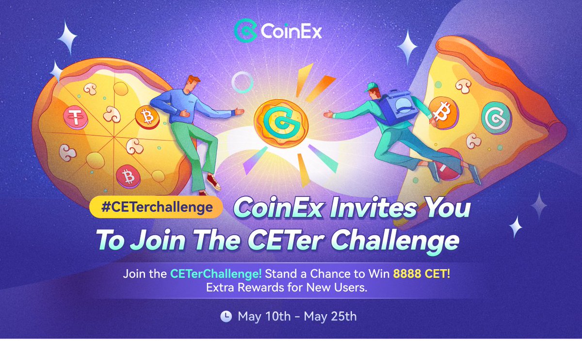 coinexcom's tweet photo. Snap a 200 $CET item 📸 &amp; you could win 8,888 CET! 🏆

1. Post pic &amp; use #CETerChallenge #CoinExpizzamonth.
2. Follow us, RT this post, and tag 3 pals. 🚀
3. Bonus for newbies! Register: https://t.co/aOUgL2DYex

Ends May 24, 1600 UTC ⏰

#CoinEx  #CET #Giveaway https://t.co/nHcLFeHeW9
