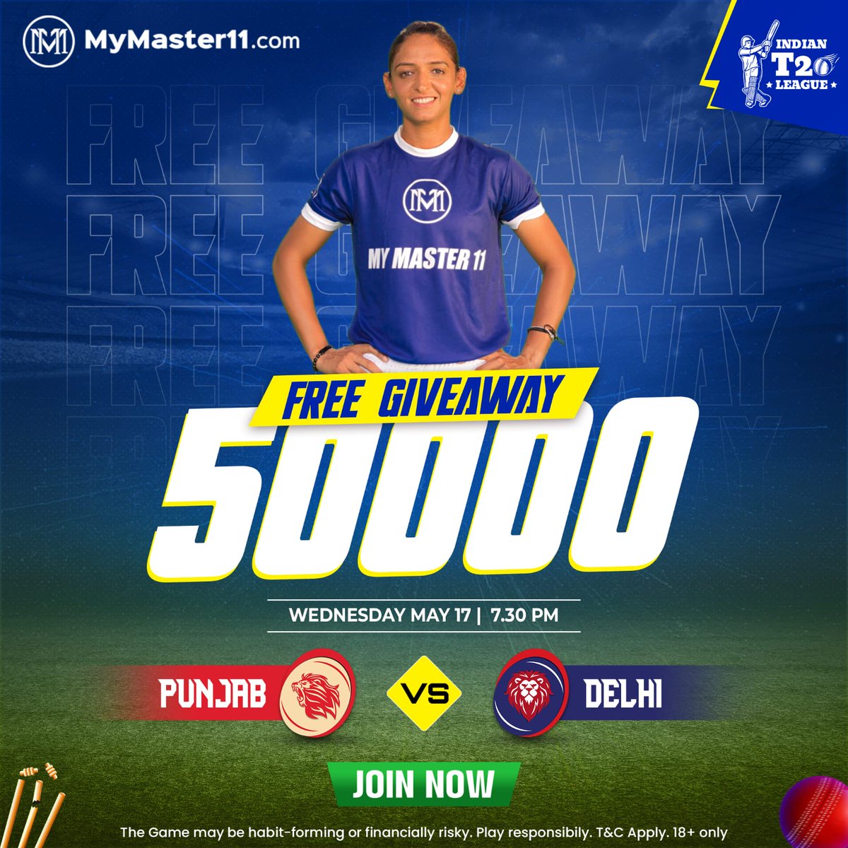 Get Ready For Rs 50,000 Giveaway 😎🤑🤑💰
Join 100% Bonus contest

PUNJAB 🆚 DELHI ⭐️
17th May 7:30 PM 💸⏰
.
Sath hi IT20 League 2023 ke ₹1 Crore ke Leaderboard me bhi kariye apni Master Entry!! 🥰🔥

MyMaster11 App Link 👉
mymaster11.com/?invite_code=M…
.
#topfantasyapp #ipl2023