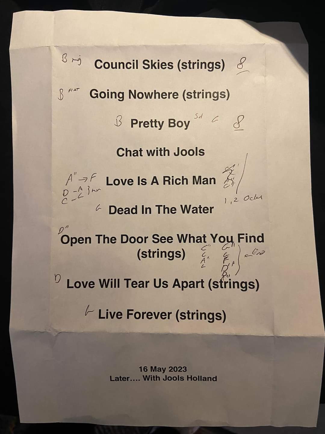 Manchester Lemon on Twitter "Noel Gallagher’s set list for Jools