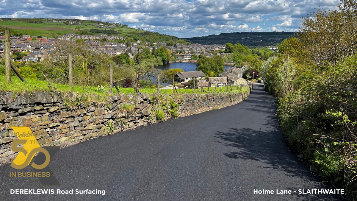 A birds-eye view of Holme Lane - a weaving ribbon of black asphalt tracing its way up the hilly terrain of Lower &amp; Upper Holme. Approximately 1 mile of fresh new material laid by Dereklewis ...

#roadsurfacing #civilengineering #kirklees #westyorkshire #asphaltpaving