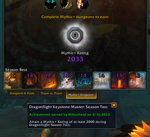 MotorheadWoW's tweet photo. Keystone Master finished! I liked most of these dungeons except a few (Neltharus, Brackenhide). #KeystoneMaster #Warcraft #ProtWarrior @Warcraft in time for ff14's 6.4 patch and diablo 4 ๐ https://t.co/5N3Ozueqmh