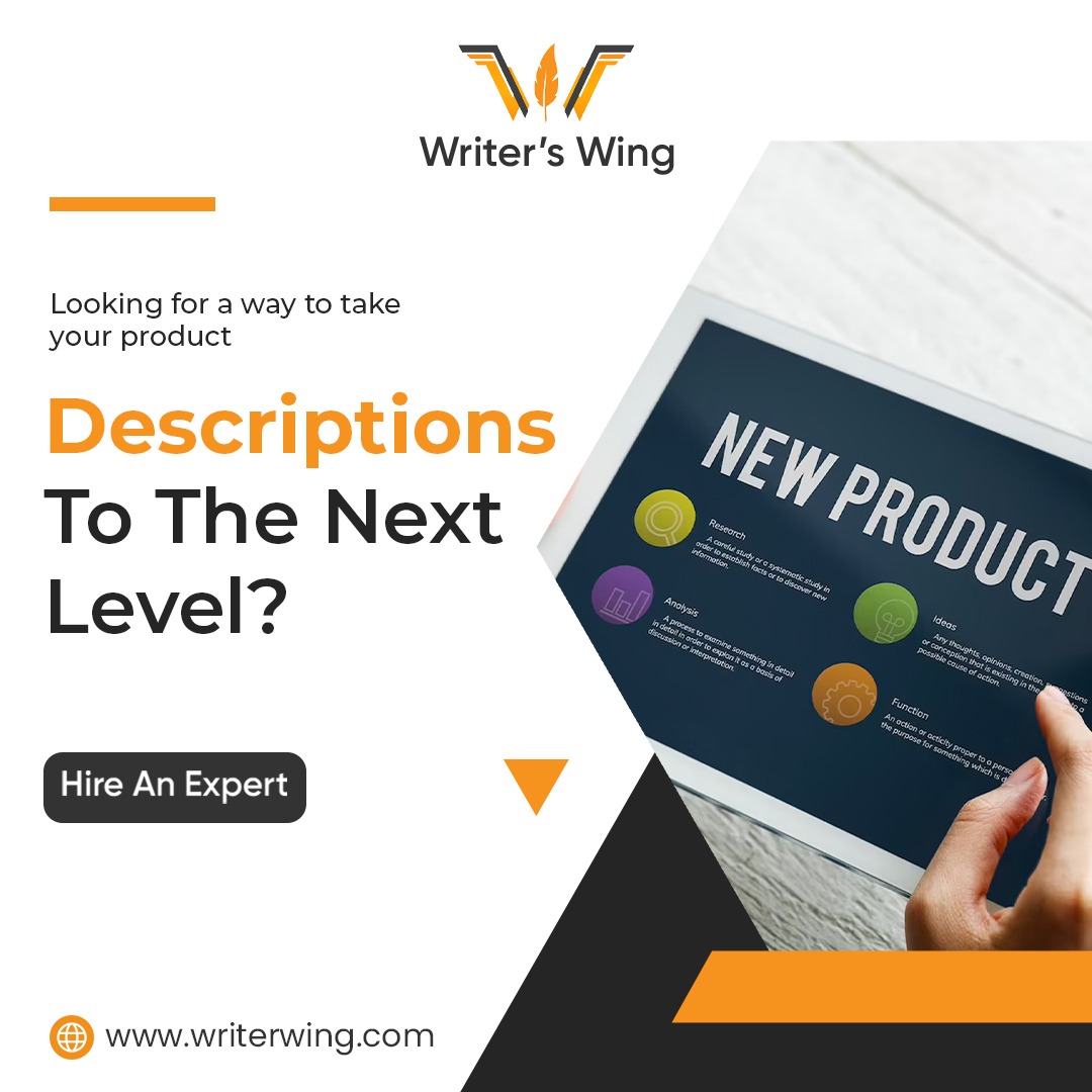At Writer's Wing, we have a team of experienced writers understands the importance of well-written product descriptions.
#writerswing #contentwriter #contentcreator #ContentStrategy #contentmarketing #copywriting #productdescription #writerswing