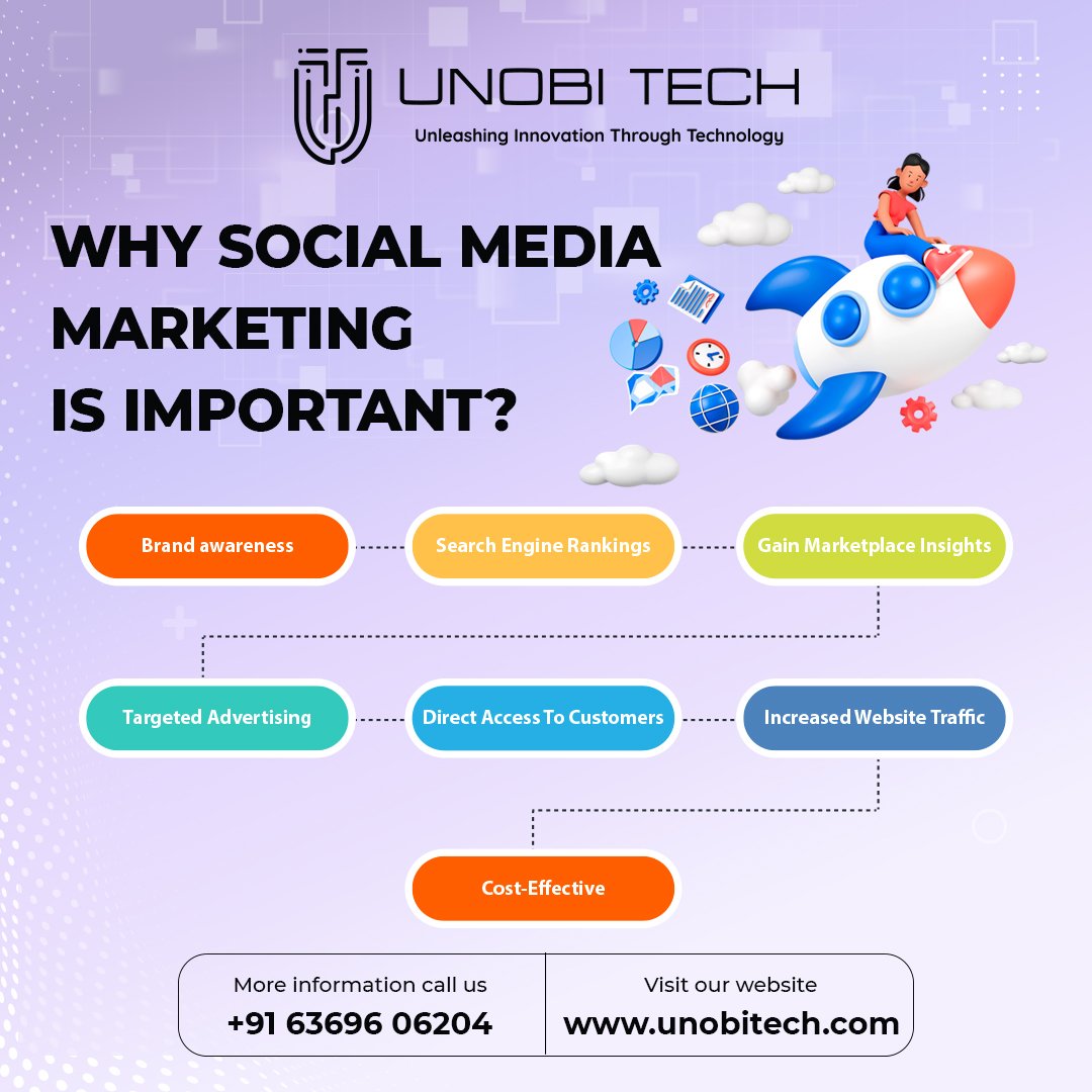 Utilize social media marketing to propel your business, boost brand awareness, engage your audience, drive website traffic, generate leads, and stay ahead of the competition.
#Unobitech #SocialMediaMarketing #DigitalMarketing #OnlineMarketing #SocialMediaStrategy #MarketingTips