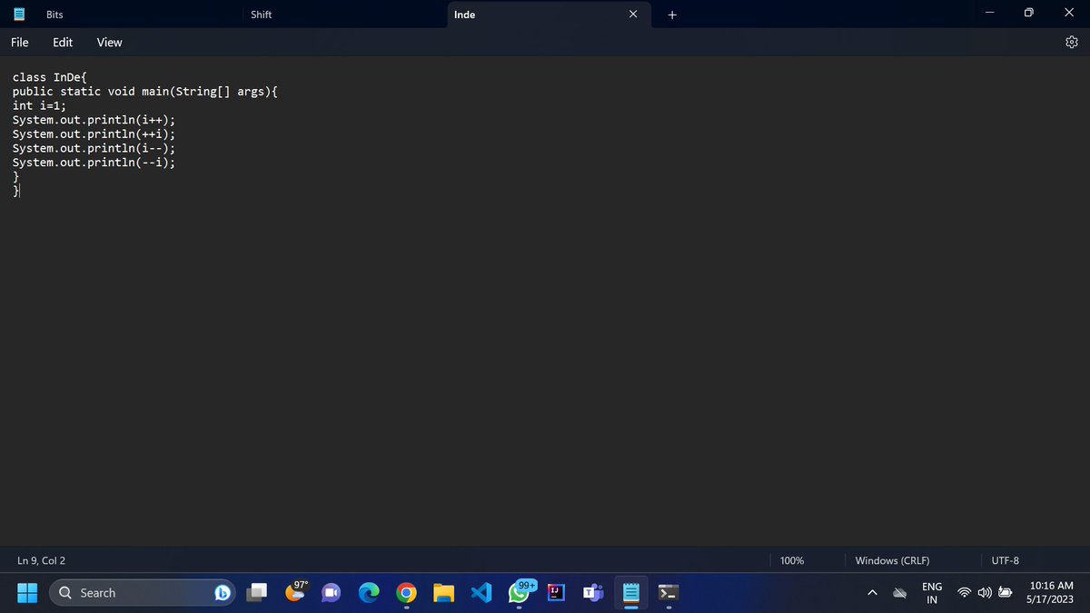 yesiamtechjc's tweet photo. Day (06 of 100) of #100DaysOfCode with @RuidasSathi @ArijitThisis @Roumodip456 @nishu__priya08 @SujataP47223391 

Did : 
Bitwise operator Practice https://t.co/n16QO4jCAy